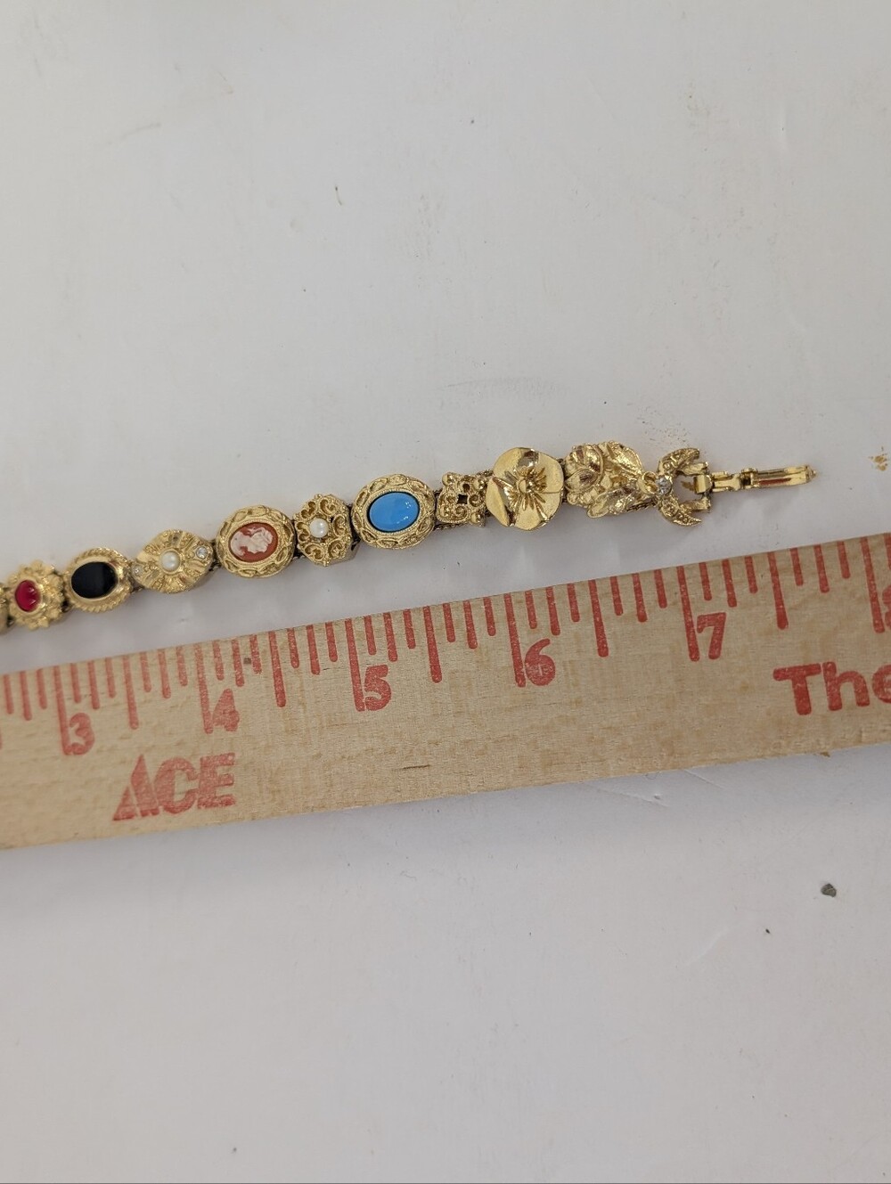 Vintage Bracelet Charm Slider With Cameo  Multi-Stone Turquoise, Red, Pink - Picture 3 of 3
